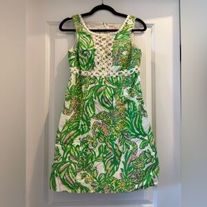 Lilly Pulitzer Green Rosie Shift Dress in Seeing Pink Elephants (Size 4)